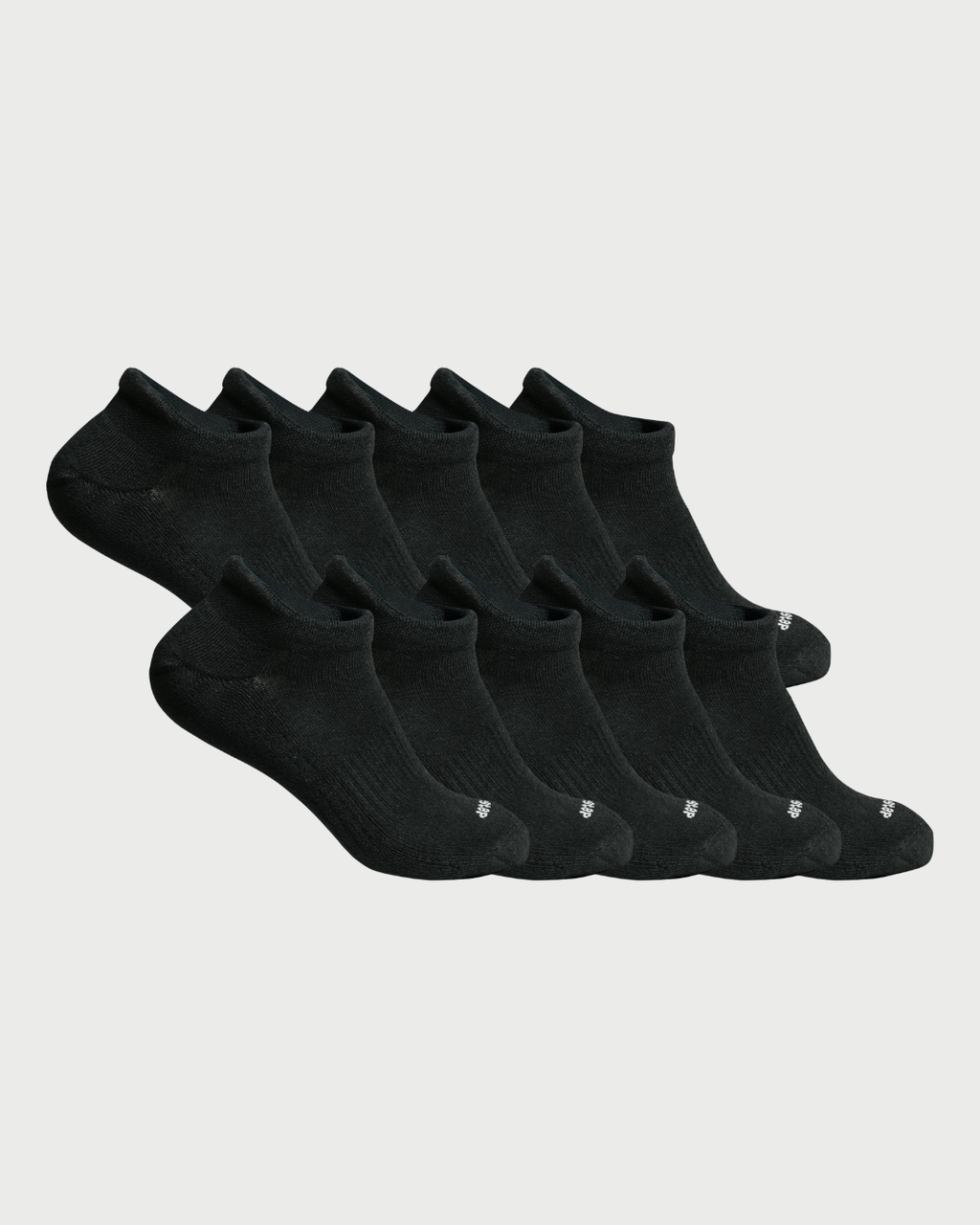 DryStep black ankle tab sock 10-pack — lightweight Coolmax, cushioned, anti-odour