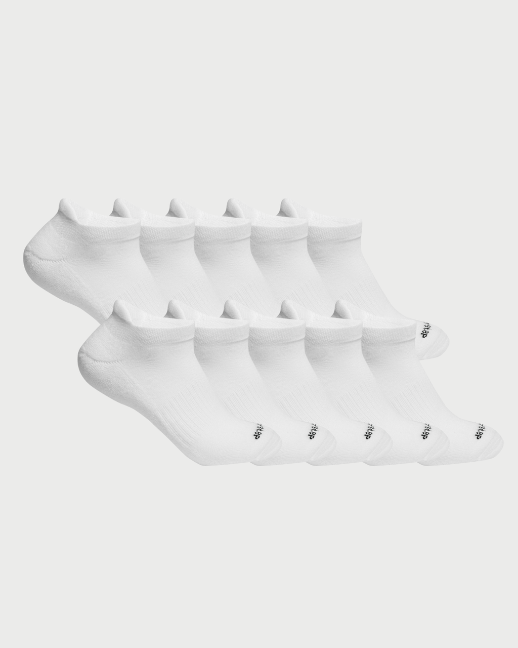 DryStep white ankle tab sock 10-pack — lightweight Coolmax, cushioned, anti-odour