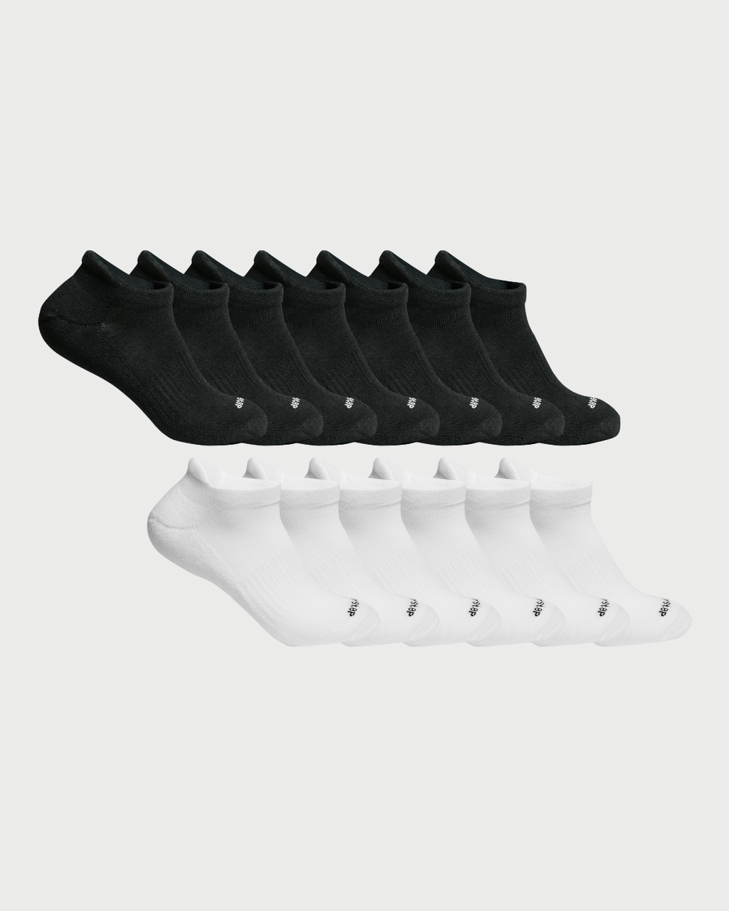 DryStep ankle tab sock 13-pack in black and white — lightweight Coolmax with heel tab grip