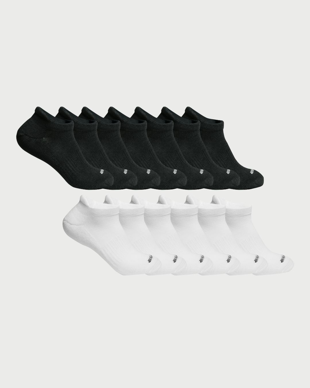 DryStep ankle tab sock 13-pack in black and white — lightweight Coolmax with heel tab grip