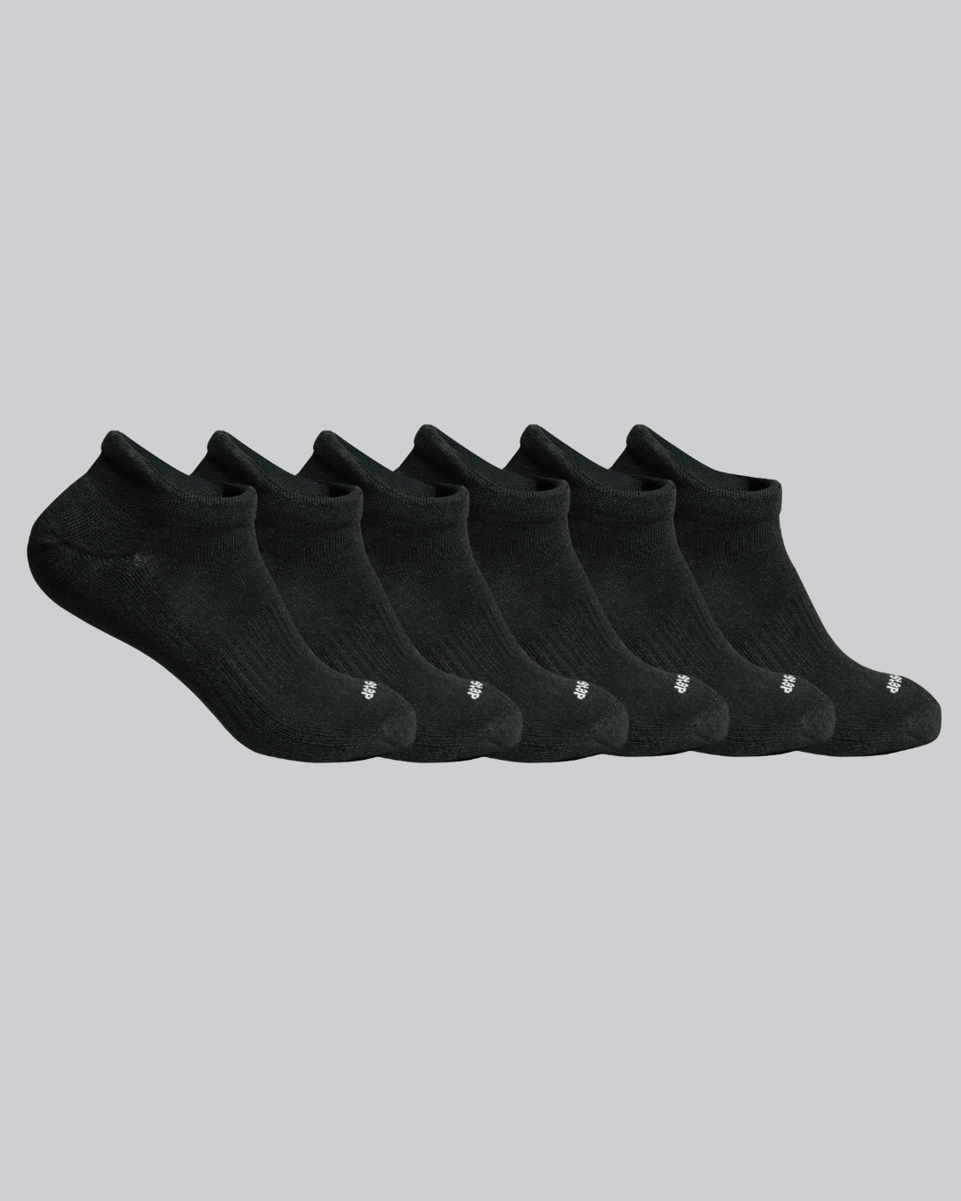 DryStep black ankle tab sock 6-pack, lightweight Coolmax, heel tab, anti-odour