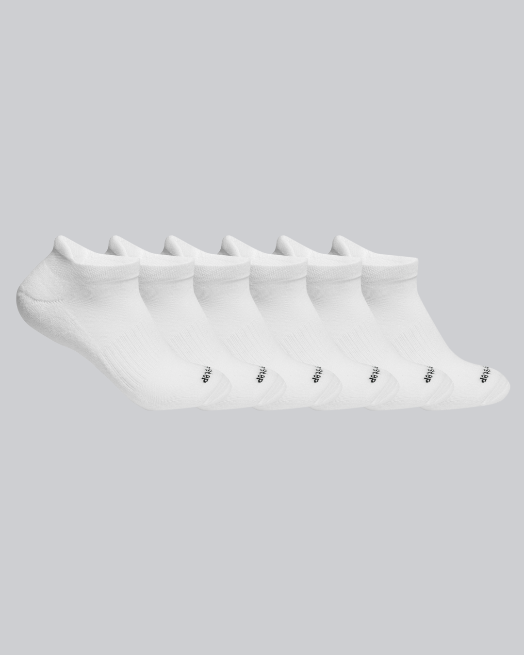 DryStep white ankle tab sock 6-pack, lightweight Coolmax, heel tab, anti-odour