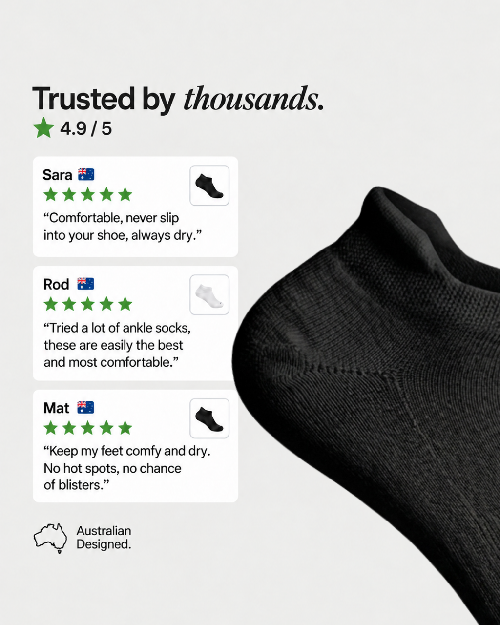 All-Round Daily Performance Ankle Tab Sock - Black