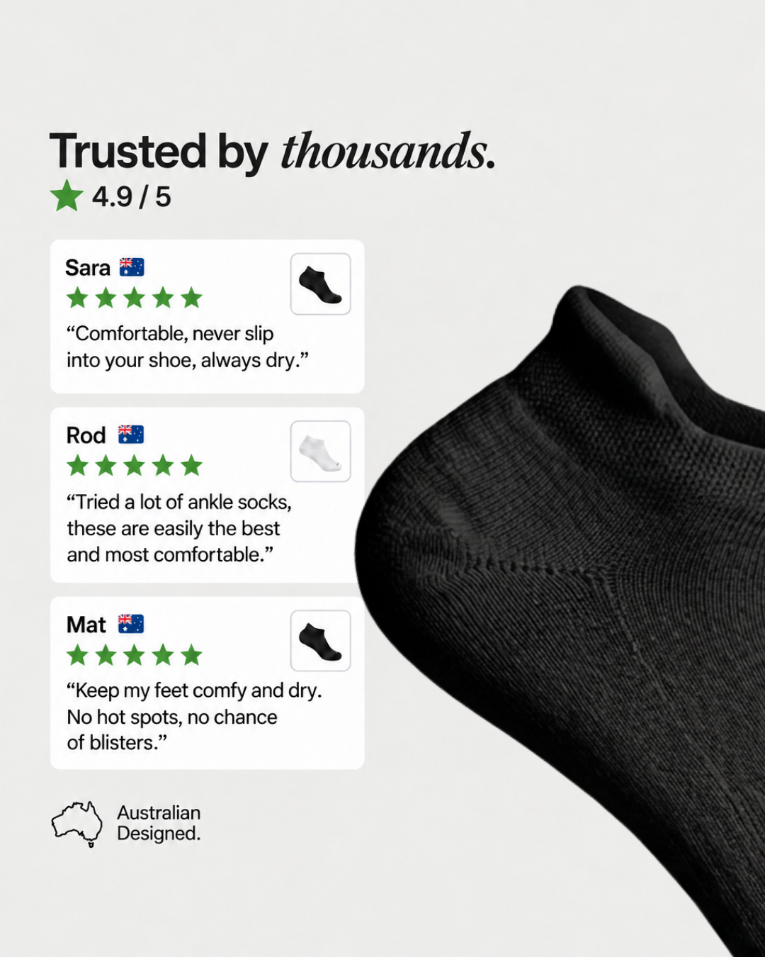 All-Round Daily Performance Ankle Tab Sock - Black