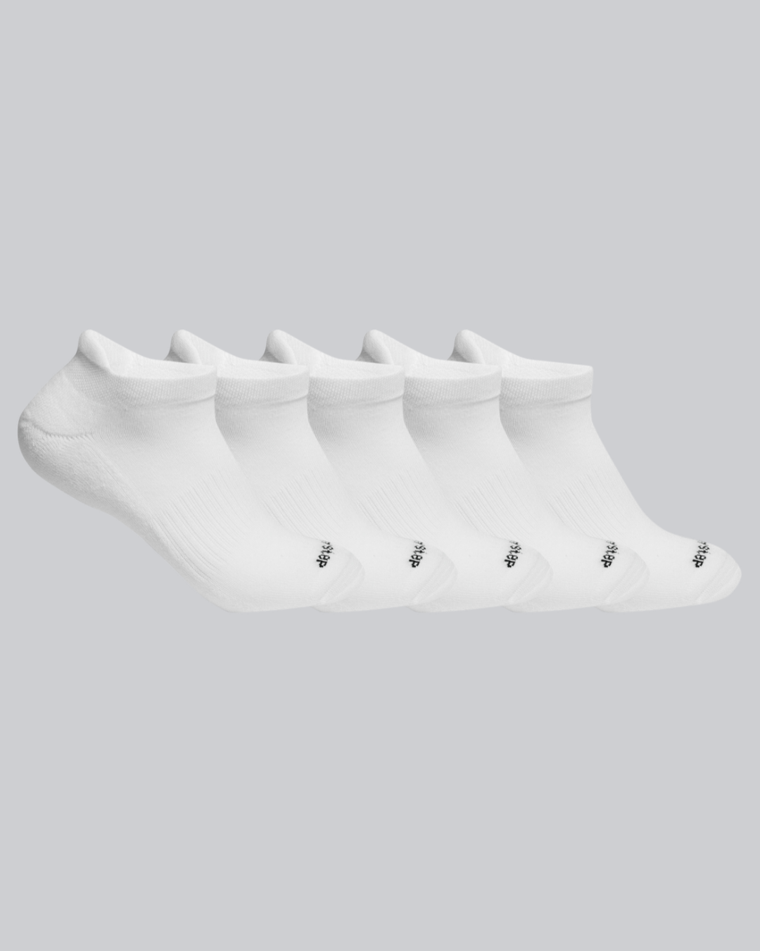 DryStep white ankle tab sock 5-pack — lightweight Coolmax, heel tab, anti-odour