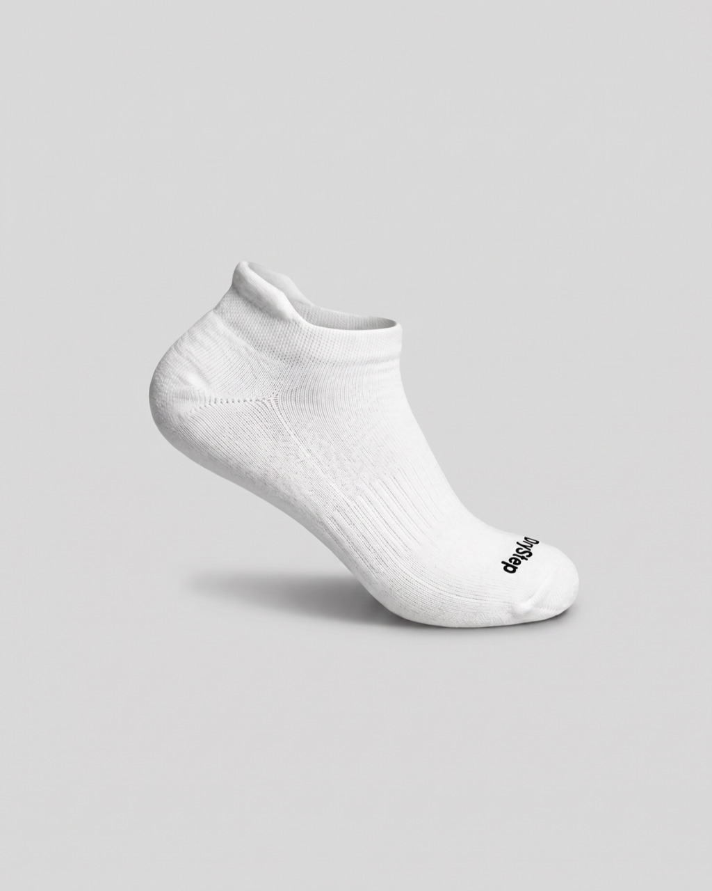 DryStep unisex white ankle tab socks — lightweight Coolmax moisture-wicking, anti-odour