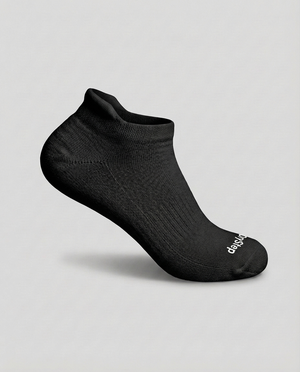 DryStep unisex black ankle tab socks — lightweight Coolmax moisture-wicking, anti-odour