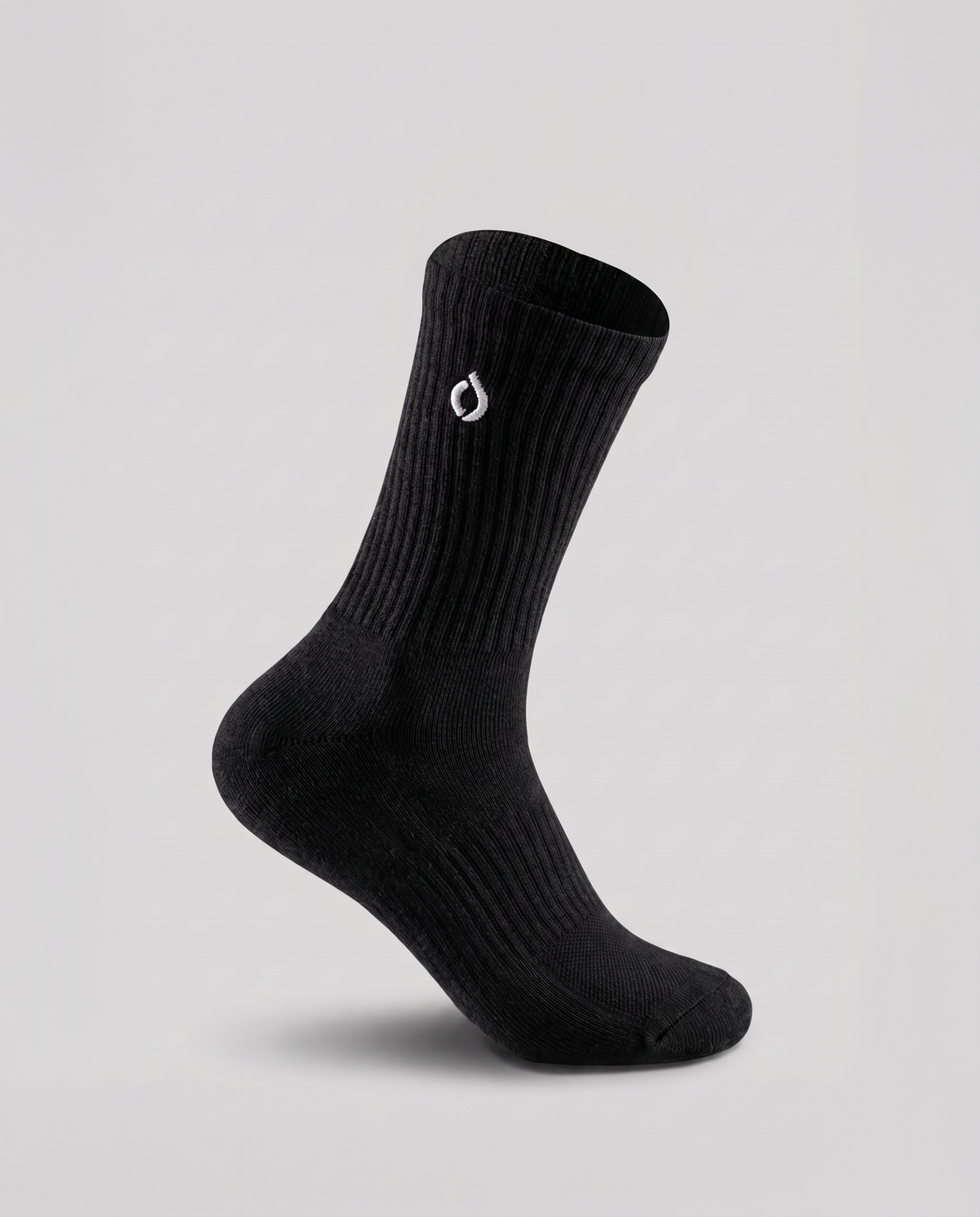 DryStep unisex black mid crew socks — moisture-wicking Coolmax, cushioned, anti-odour