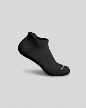 DryStep unisex black ankle tab socks — lightweight Coolmax moisture-wicking, anti-odour