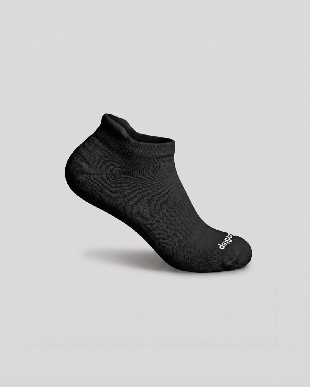 DryStep unisex black ankle tab socks — lightweight Coolmax moisture-wicking, anti-odour