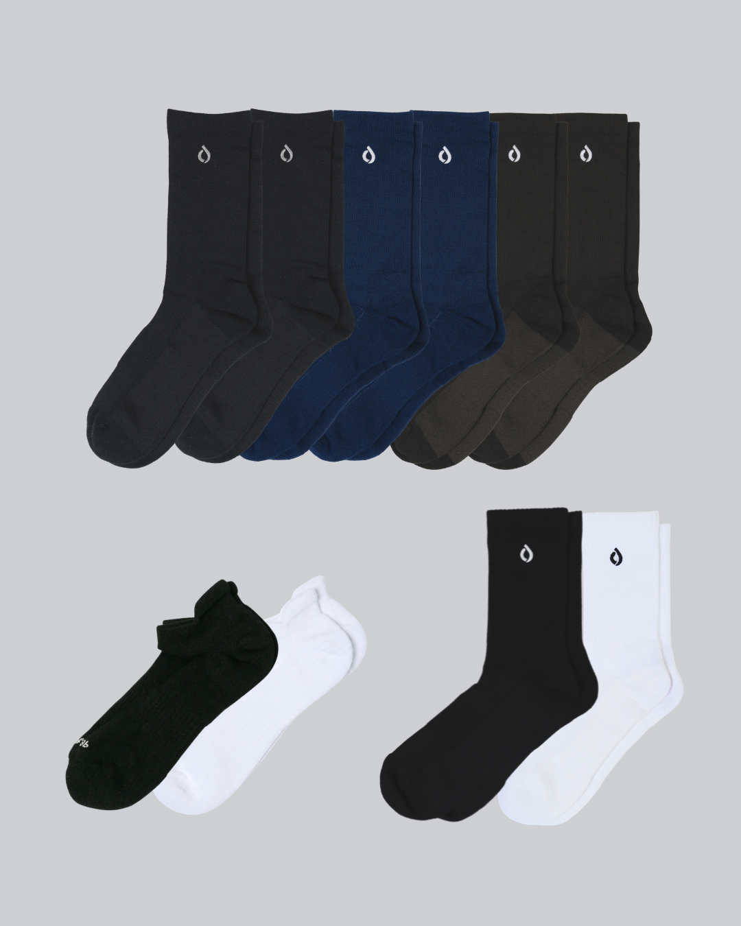 DryStep Complete Rotation 10-Pack — crew, mid-crew and ankle tab socks for work and the gym