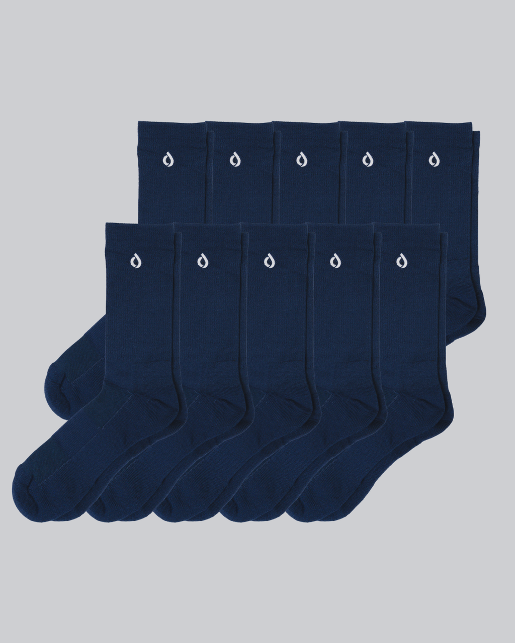 DryStep midnight navy crew sock 10-pack — men's dress socks bulk value
