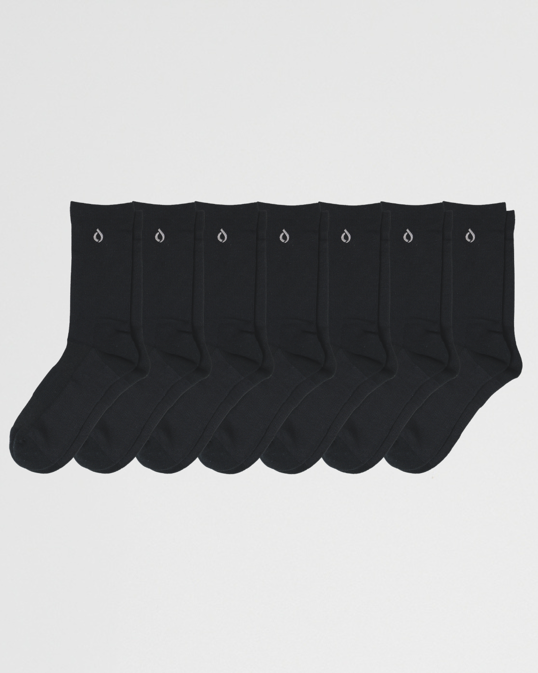 DryStep black crew sock 7-pack — men's moisture-wicking performance socks bulk pack