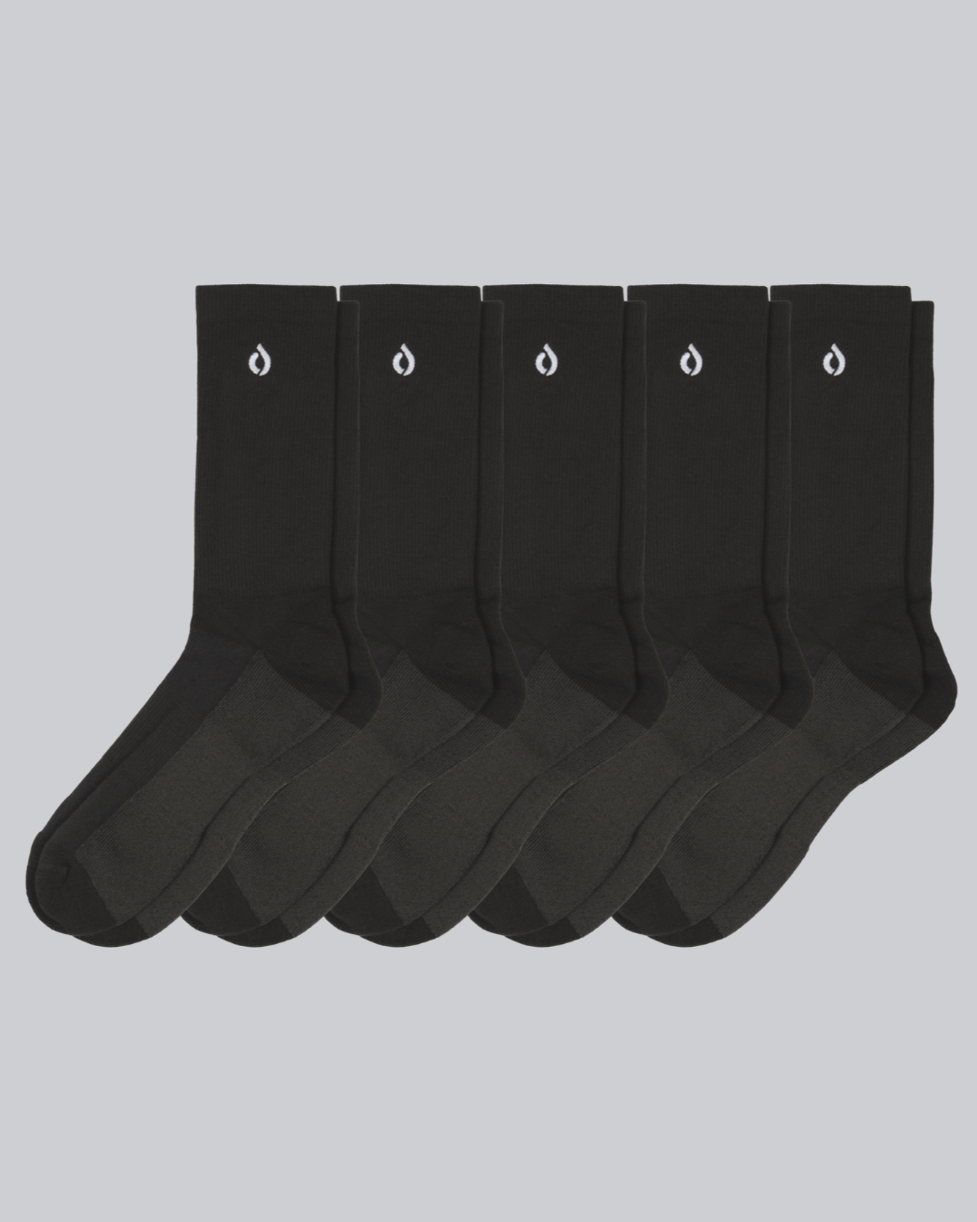 DryStep dark grey crew sock 5-pack — men's moisture-wicking performance socks
