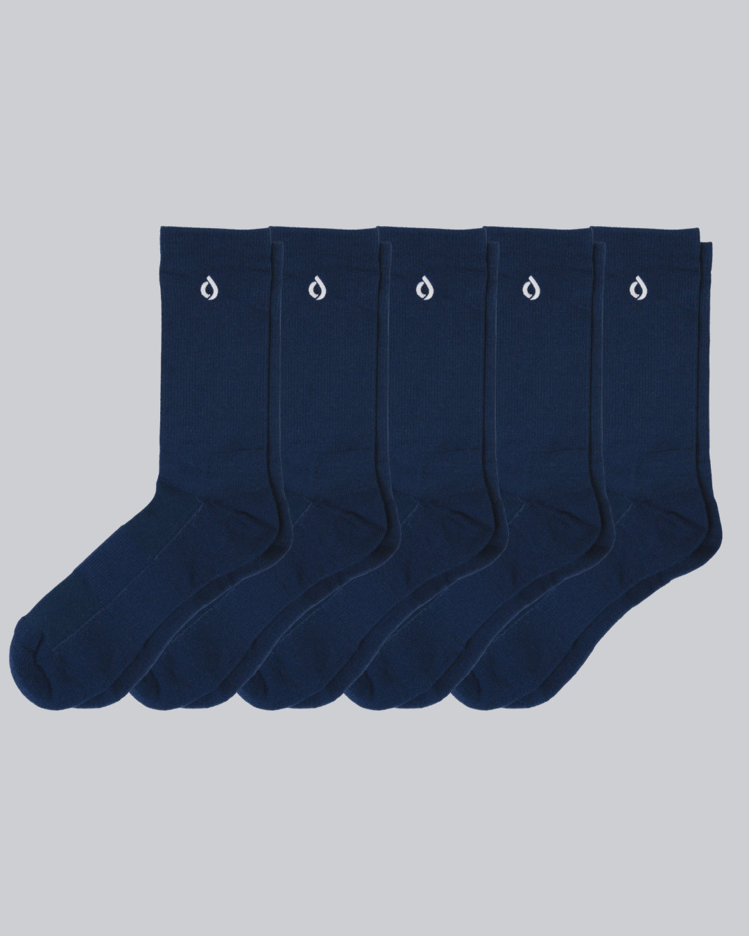 DryStep midnight navy crew sock 5-pack — men's dress performance socks bulk