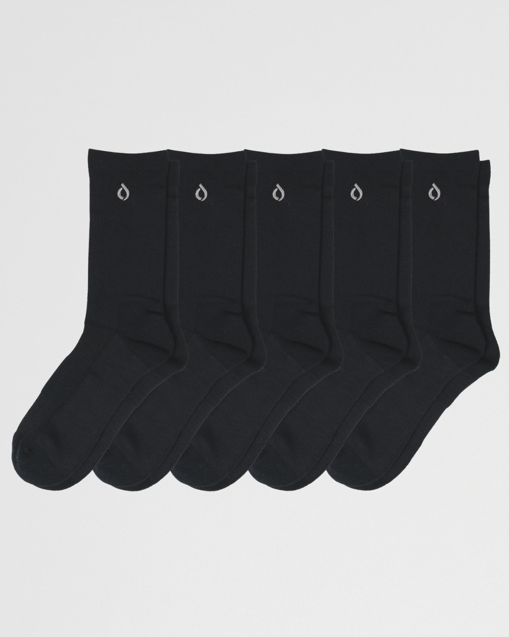 DryStep black crew sock 5-pack — men's moisture-wicking performance socks bulk pack