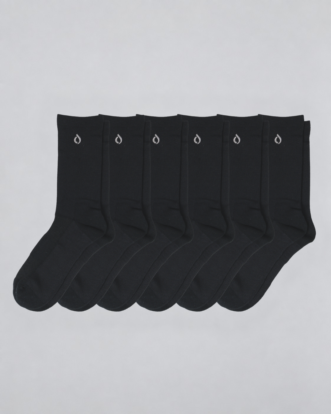 DryStep black crew sock 6-pack — men's moisture-wicking performance socks bulk pack