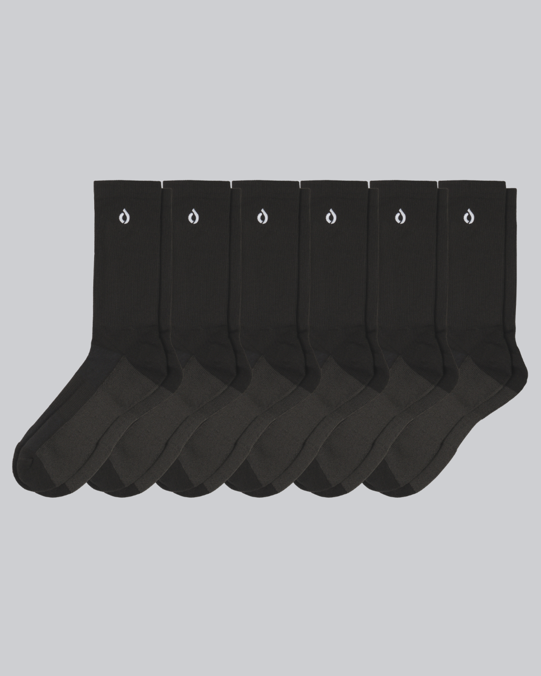 DryStep dark grey crew sock 6-pack — men's moisture-wicking performance socks