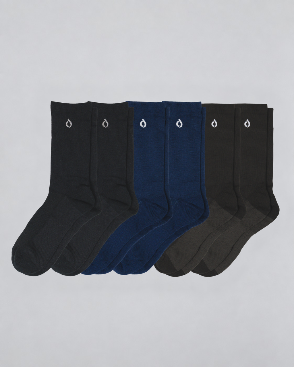 DryStep crew sock 13-pack in black and navy — moisture-wicking Coolmax, cushioned, anti-odour