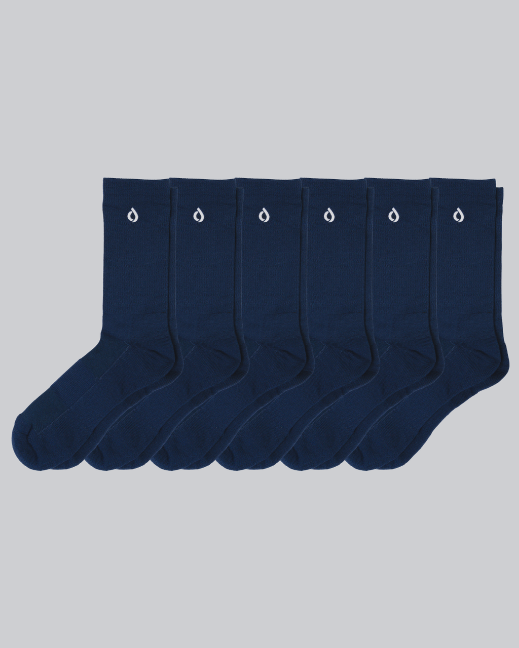 DryStep midnight navy crew sock 6-pack — men's dress performance socks bulk