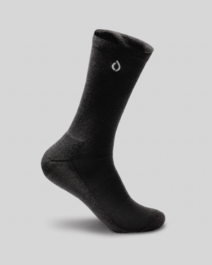 DryStep black crew socks — moisture-wicking Coolmax, cushioned sole, anti-odour