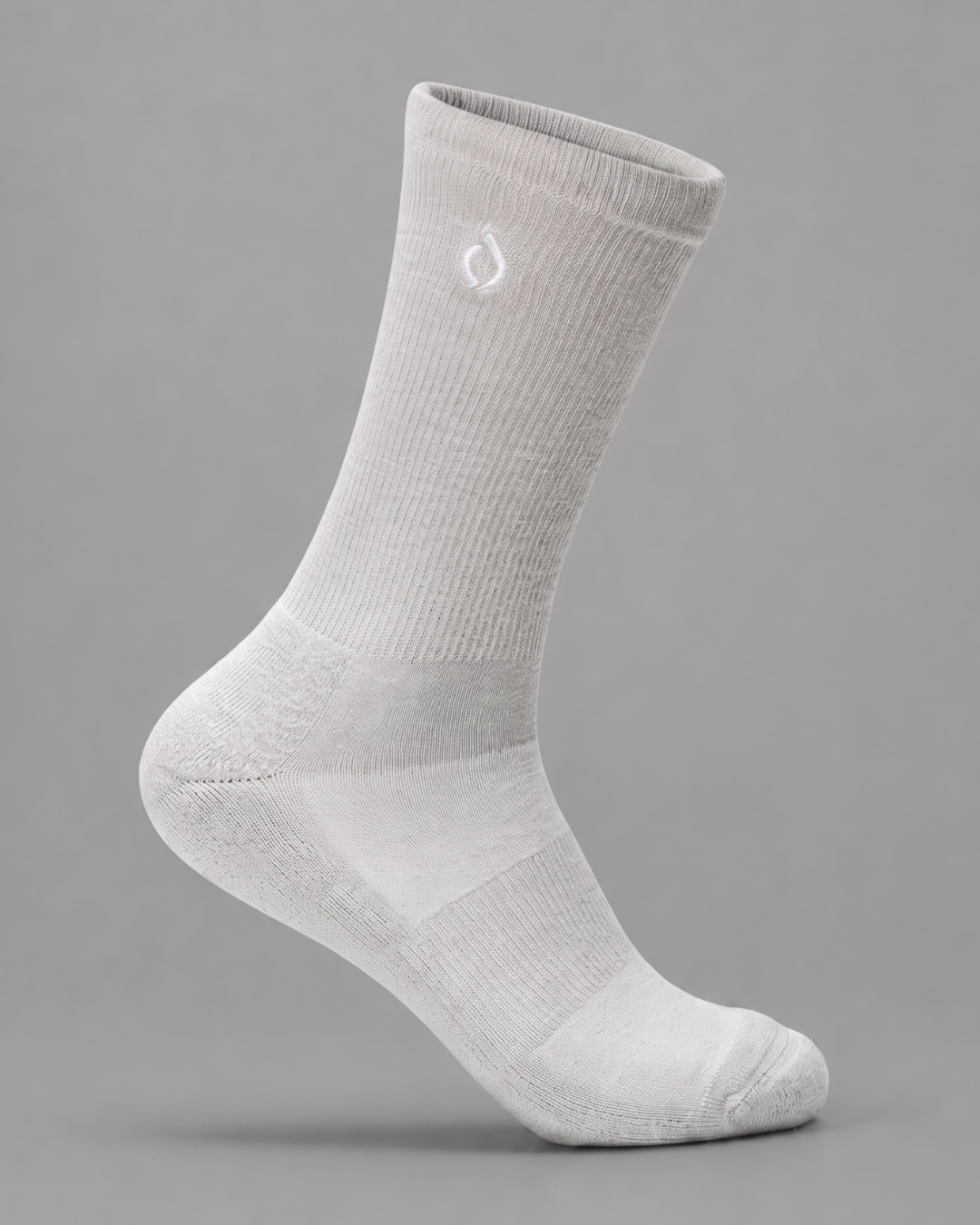 DryStep stone grey crew socks hero — cushioned, moisture-wicking Coolmax, anti-odour