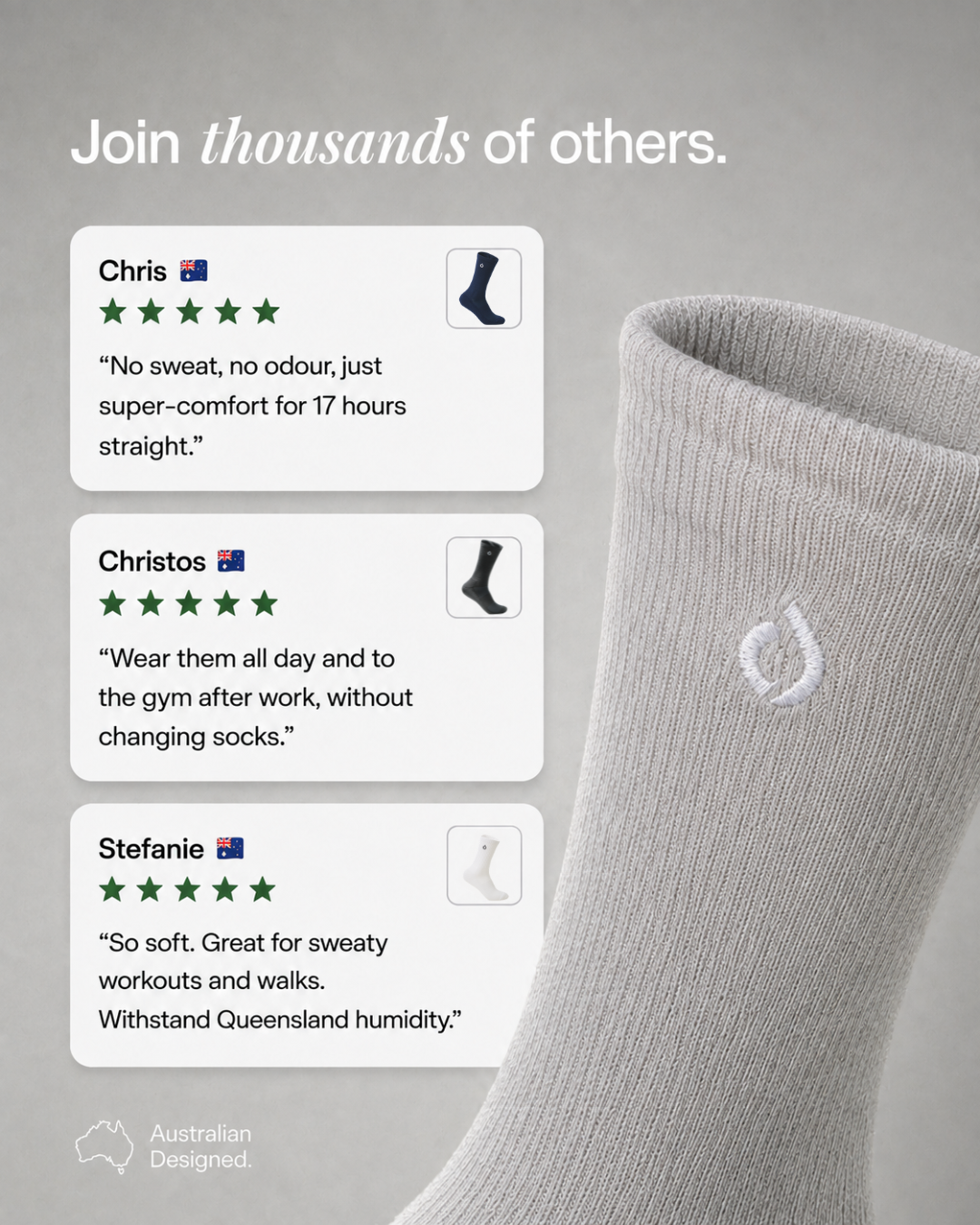 All-Round Daily Performance Crew Sock - Stone Grey