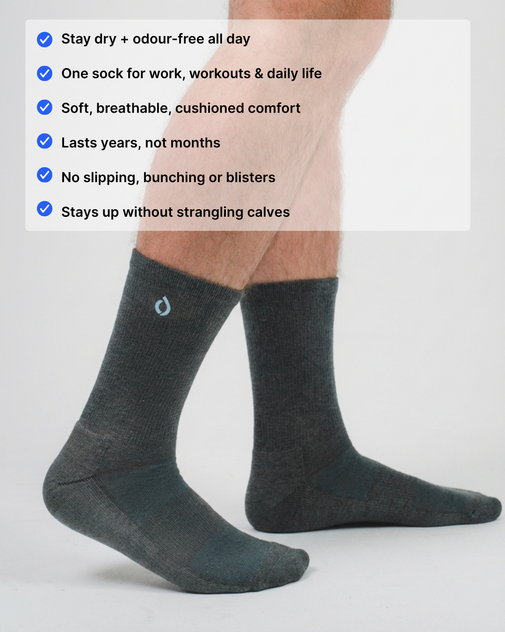 All-Round Daily Performance Crew Sock - Dark Grey