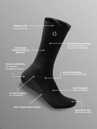 Thumbnail for All-Day Performance Cushioned Dress Sock - Black