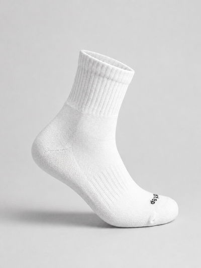 DryStep quarter length socks in white, side view