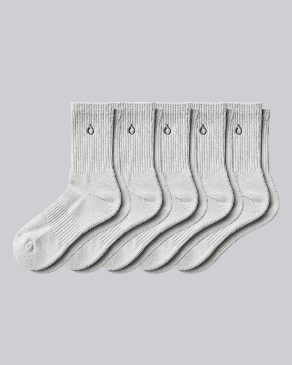 DryStep mist grey mid-crew sock 5-pack — moisture-wicking Coolmax, cushioned, anti-odour