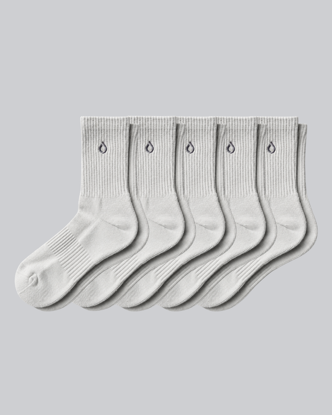 DryStep mist grey mid-crew sock 5-pack — moisture-wicking Coolmax, cushioned, anti-odour