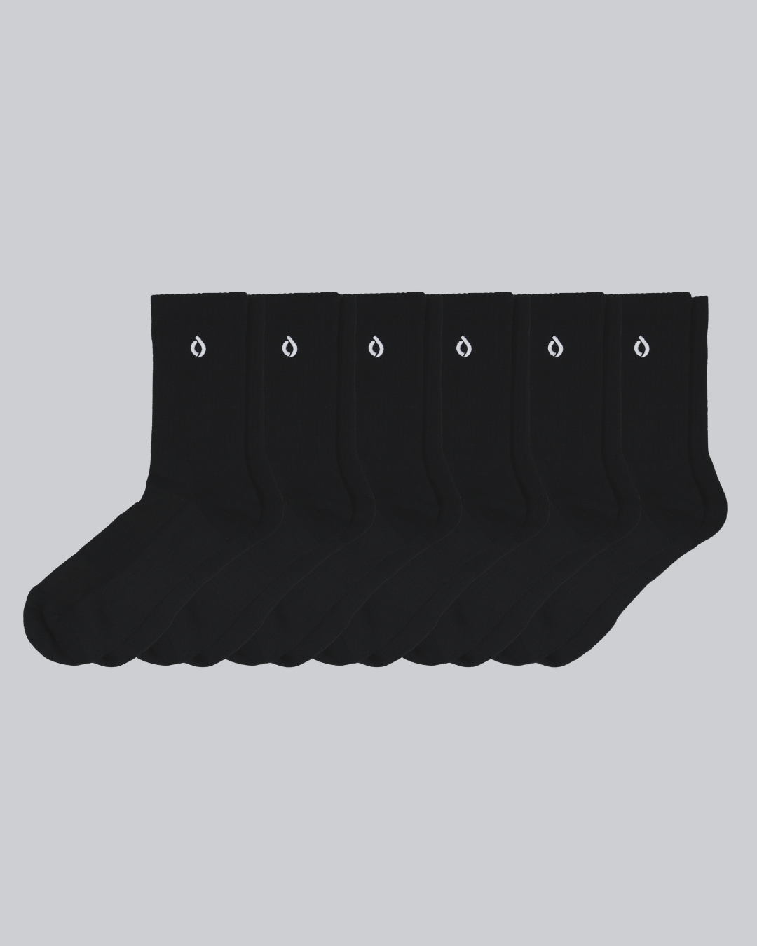 DryStep black mid-crew sock 6-pack — moisture-wicking Coolmax, cushioned, anti-odour