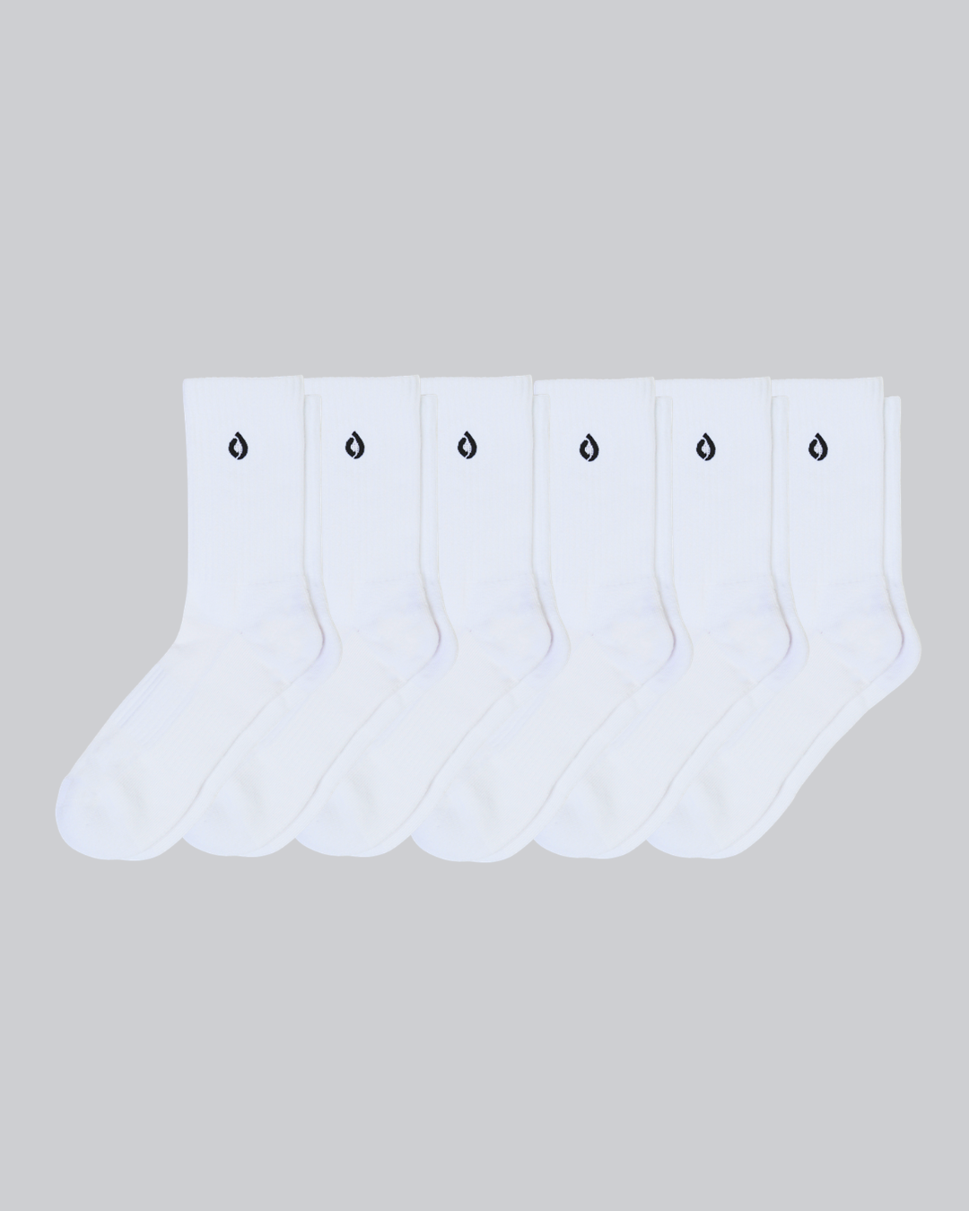 DryStep white mid-crew sock 6-pack — moisture-wicking Coolmax, cushioned, anti-odour