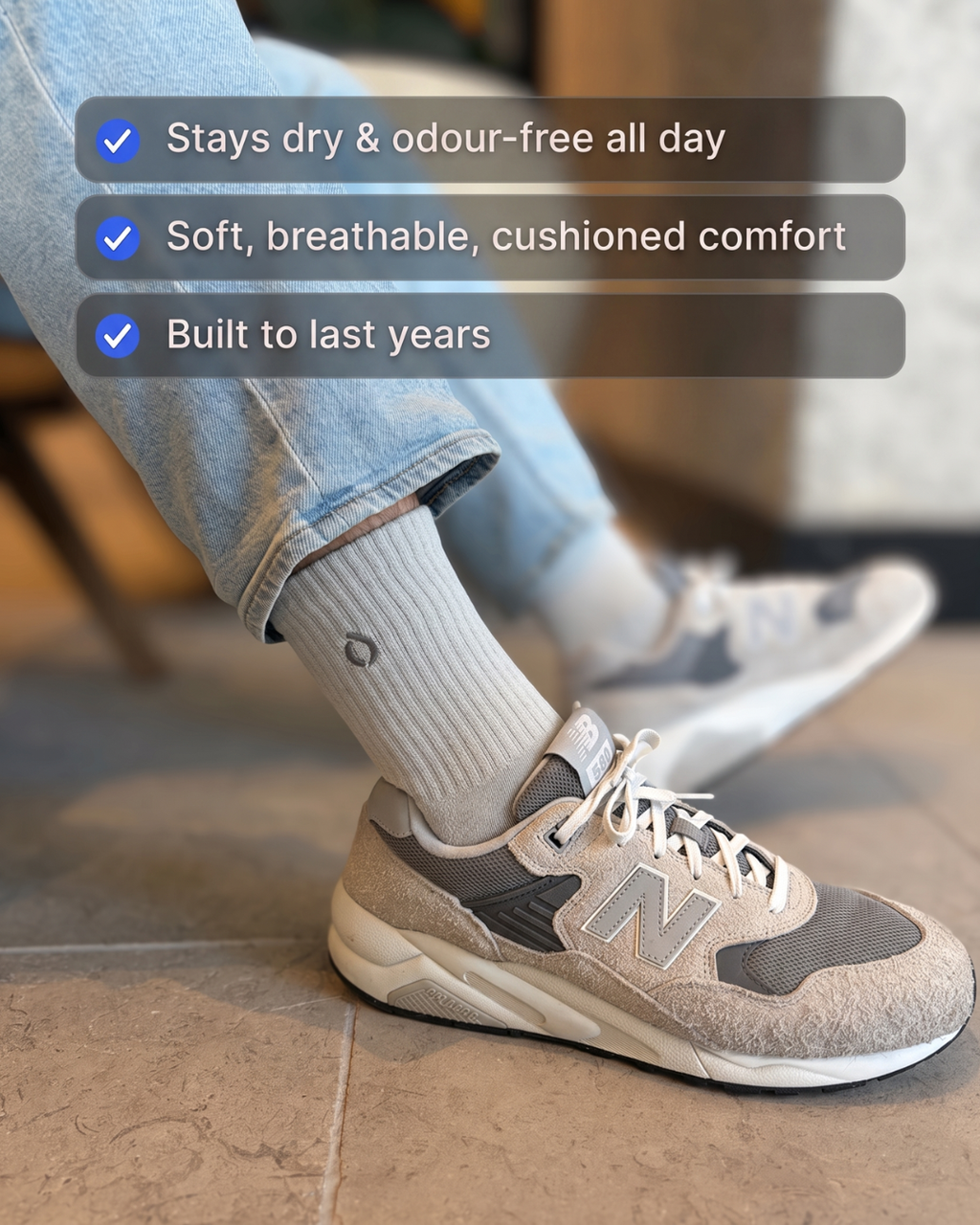 All-Round Daily Performance Mid-Crew Sock - Mist Grey