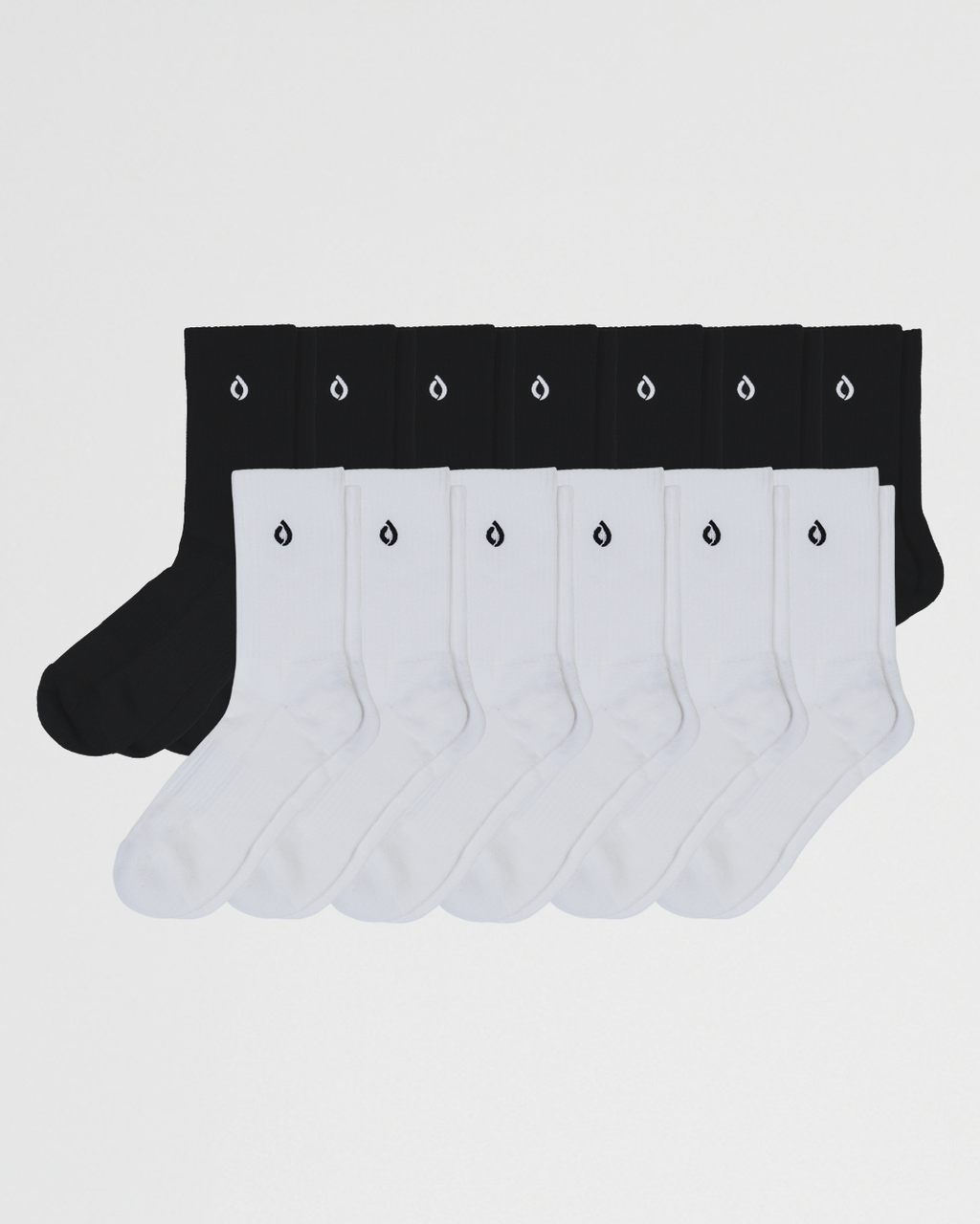 DryStep mid-crew sock 13-pack in white and black — moisture-wicking Coolmax, cushioned