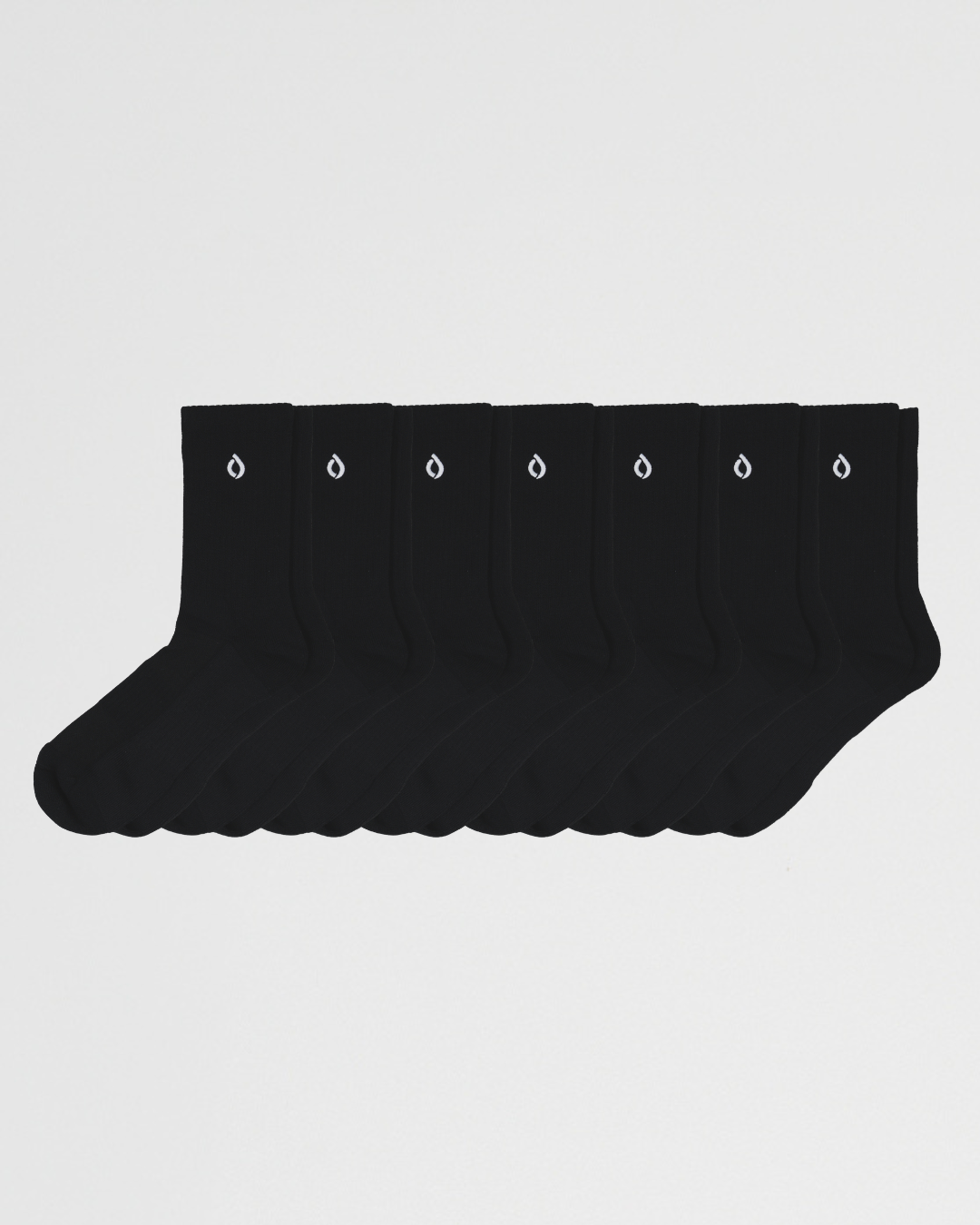 DryStep black mid-crew sock 7-pack — moisture-wicking Coolmax, cushioned, anti-odour