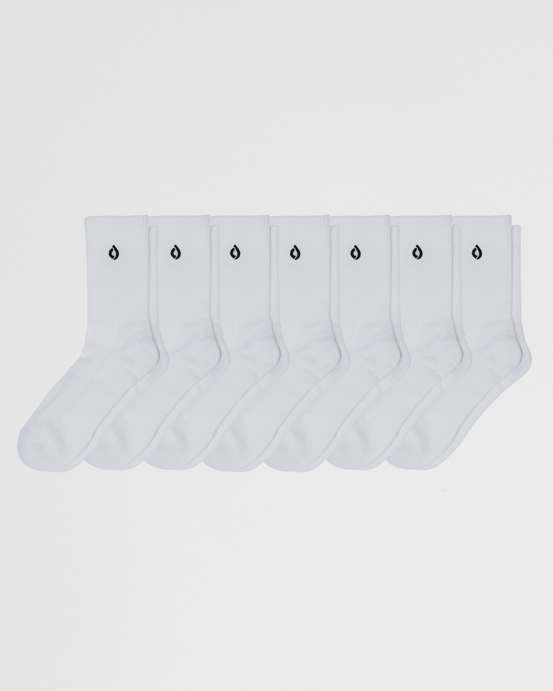 DryStep white mid-crew sock 7-pack — moisture-wicking Coolmax, cushioned, anti-odour
