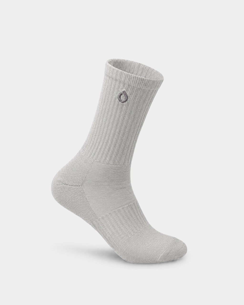 DryStep mist grey mid-crew socks — moisture-wicking Coolmax, cushioned, anti-odour