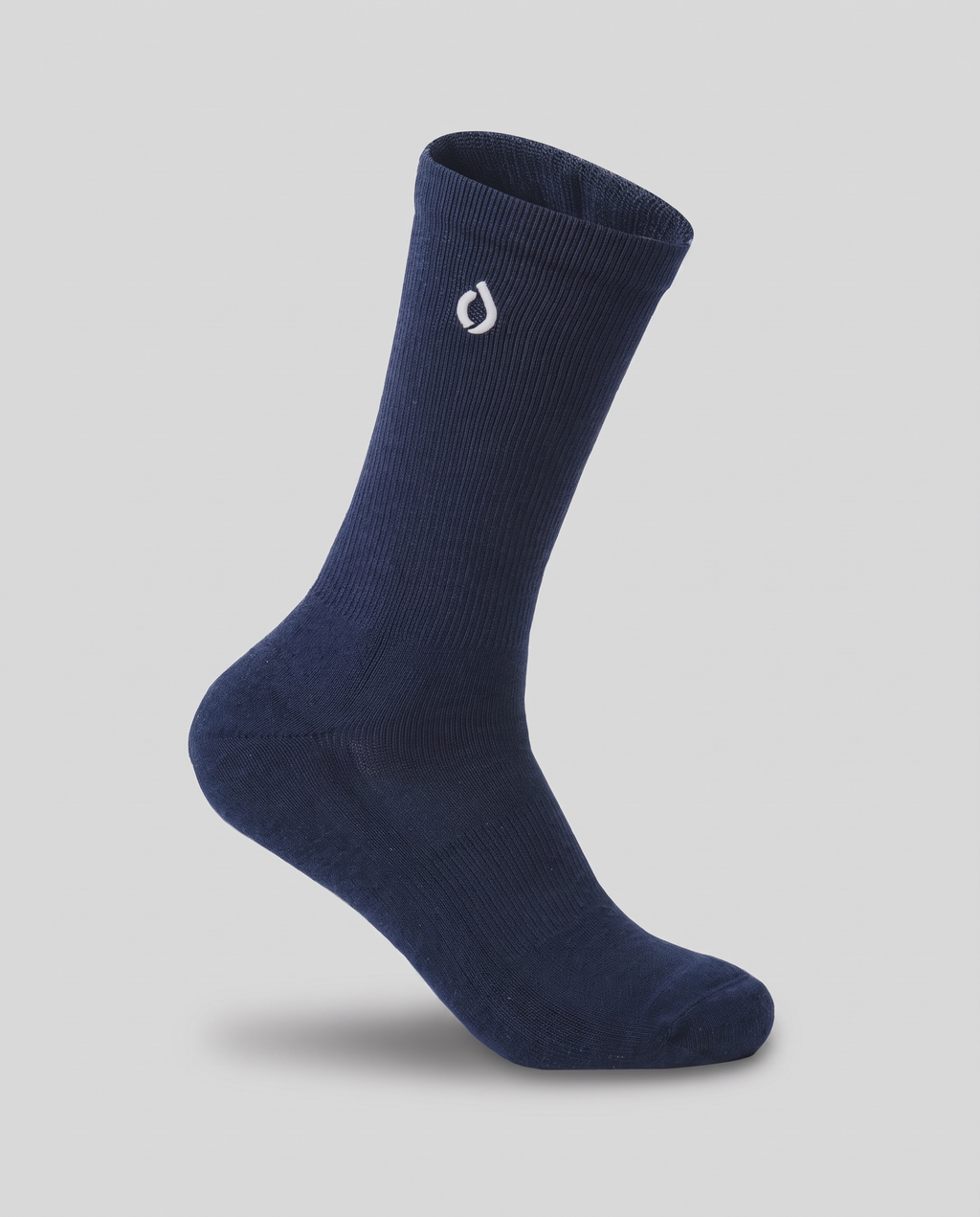 DryStep midnight navy men's dress crew socks — moisture-wicking Coolmax, suit-ready