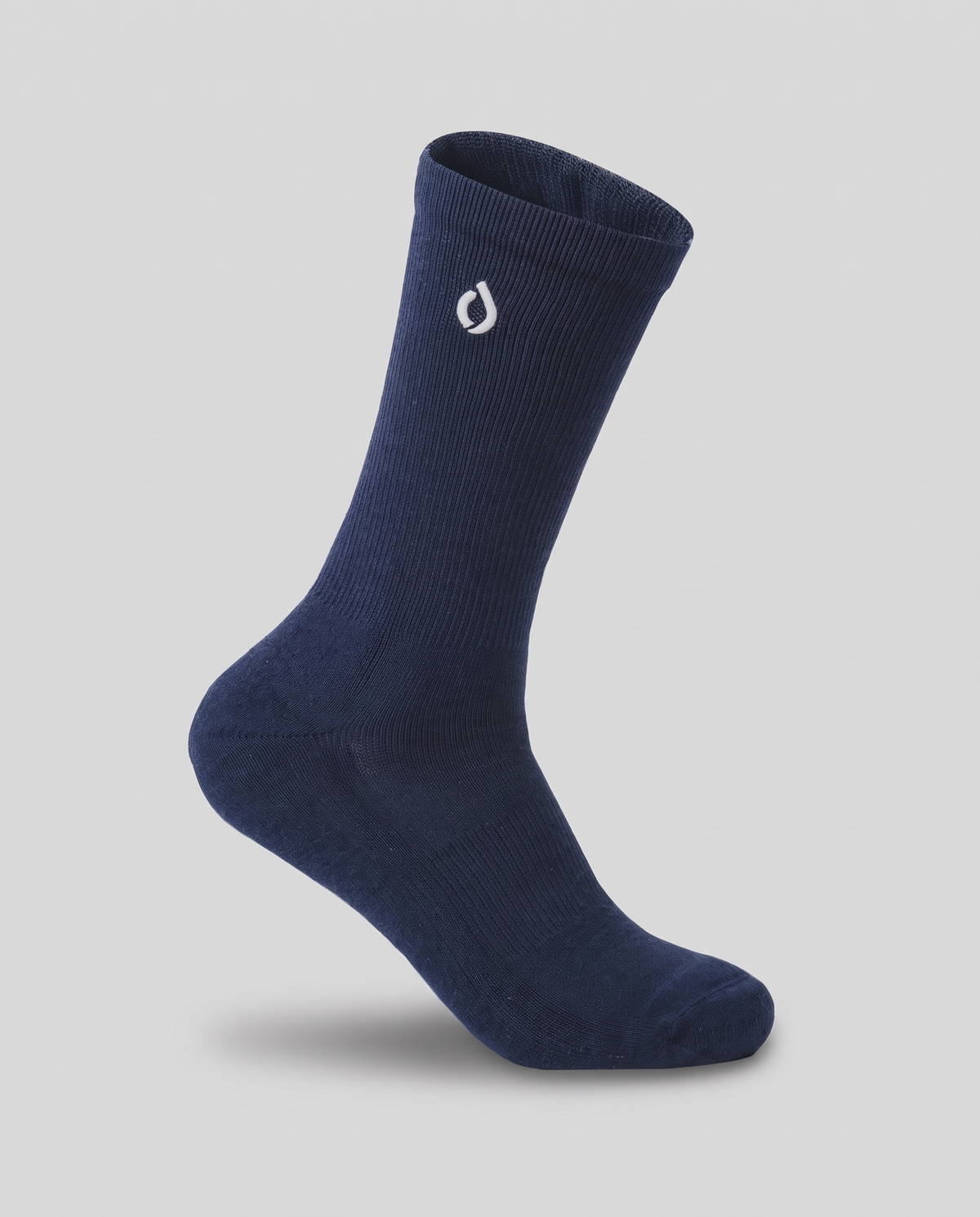 DryStep midnight navy men's dress crew socks — moisture-wicking Coolmax, suit-ready