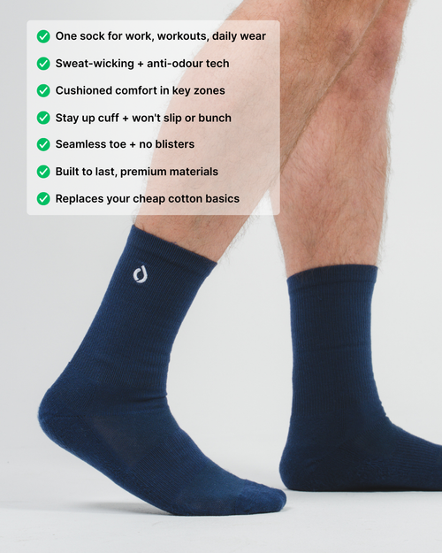 All-Day Performance Cushioned Crew Sock - Midnight Navy