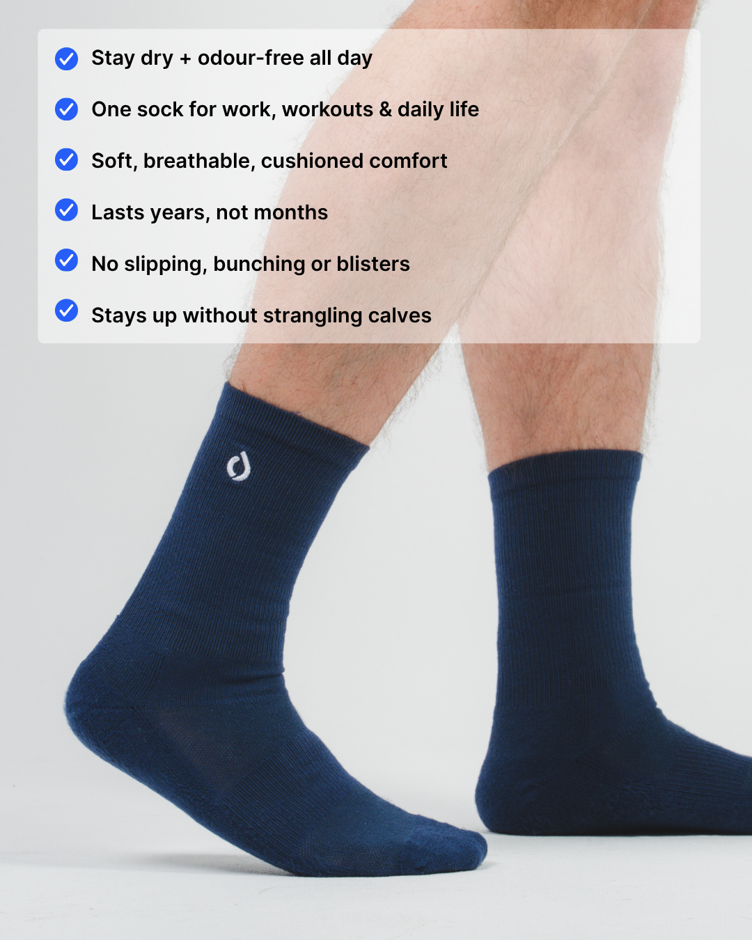 All-Day Performance Cushioned Crew Sock - Midnight Navy