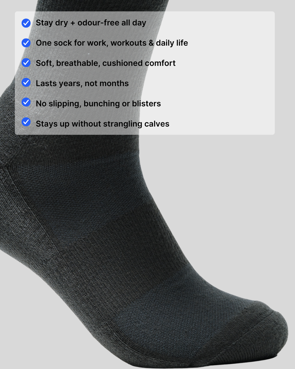 All-Round Daily Performance Crew Sock 5-Pack - Dark Grey