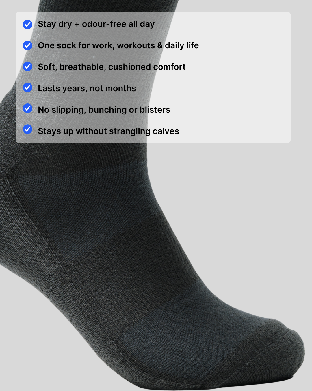 All-Round Daily Performance Crew Sock 5-Pack - Dark Grey