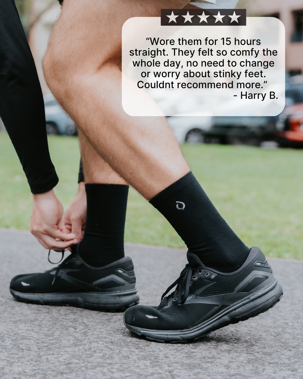 All-Day Performance Cushioned Crew Sock - Black