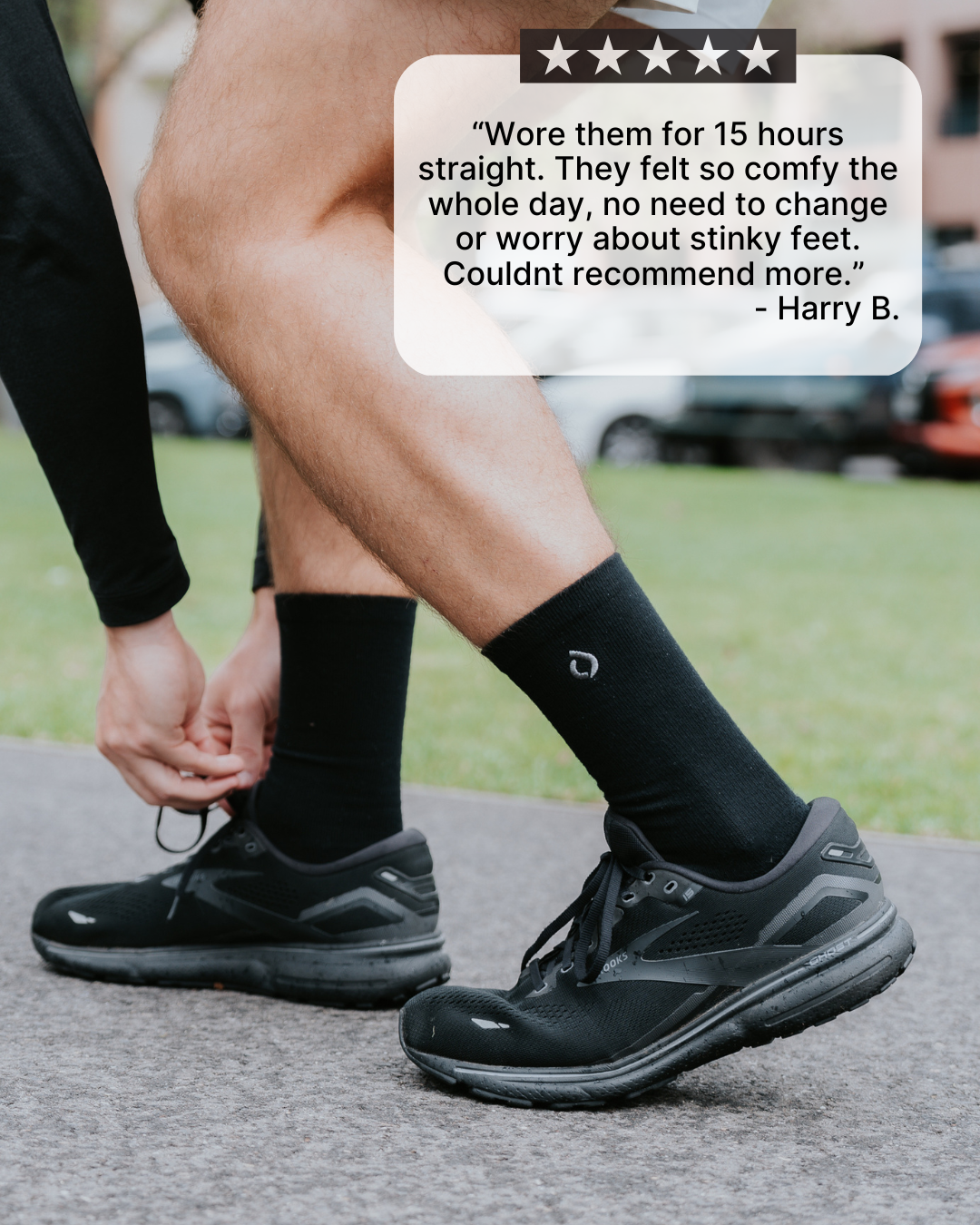 All-Day Performance Cushioned Crew Sock - Black