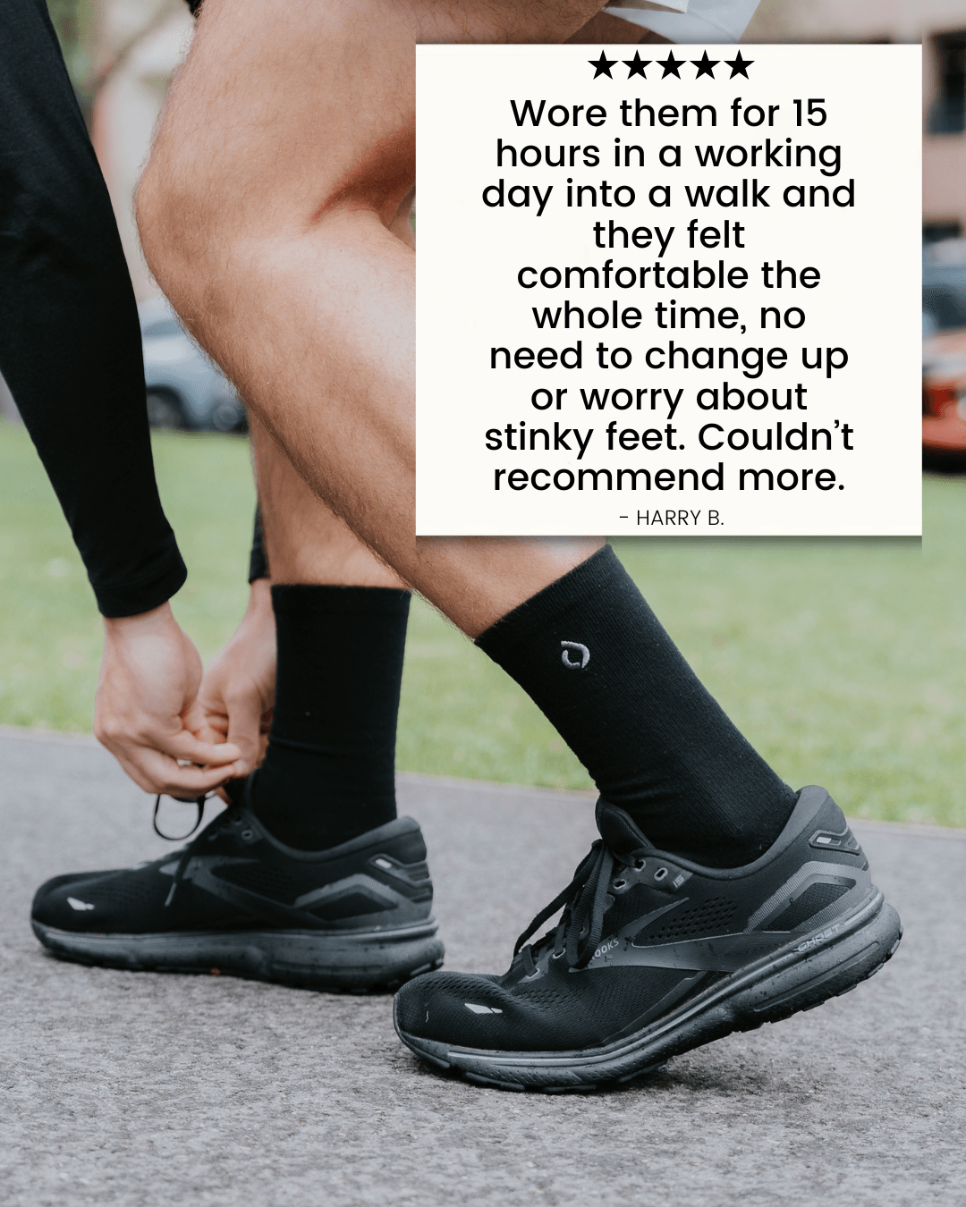 All-Day Performance Cushioned Crew Sock - Black