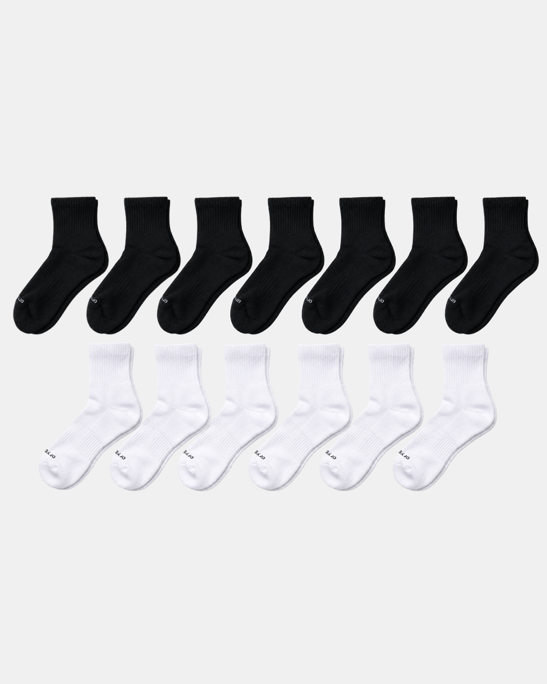 DryStep quarter sock 13-pack in white and black — moisture-wicking Coolmax, cushioned