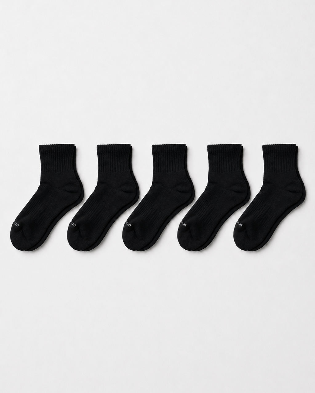 DryStep black quarter sock 5-pack — moisture-wicking Coolmax, cushioned, anti-odour